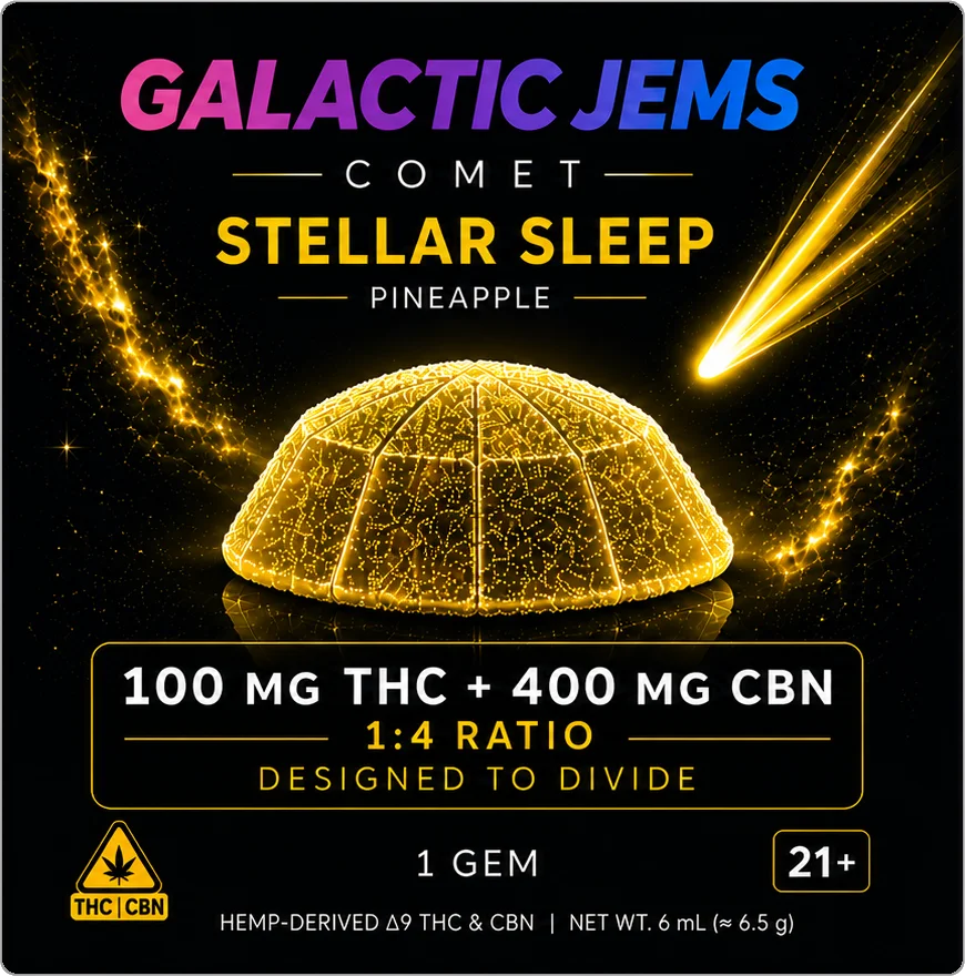 Stellar Sleep COMET packaging front — Pineapple 100mg THC + 400mg CBN